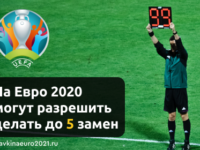 СМИ: на Евро-2020 командам могут разрешить делать по 5 замен