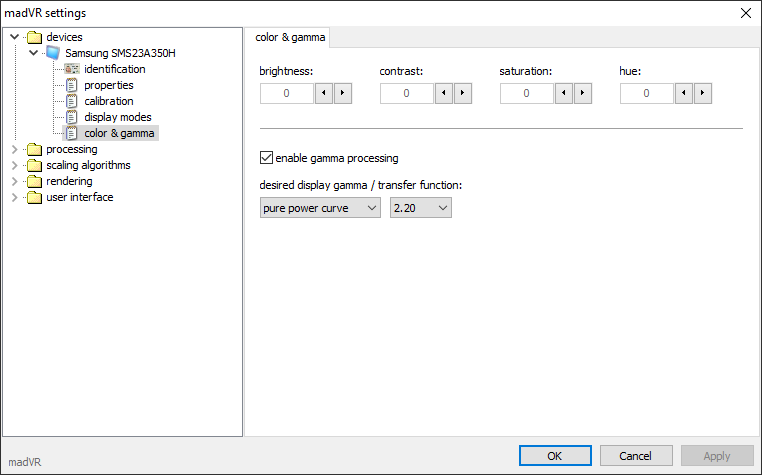 madVR color & gamma