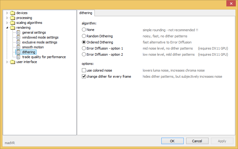 madVR dithering