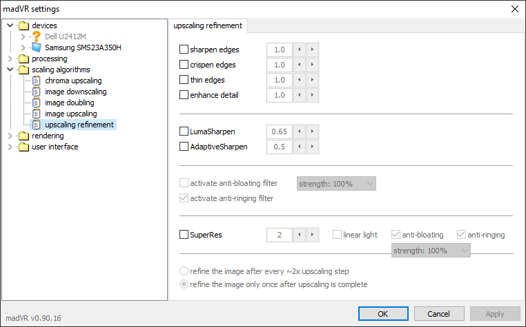 madVR upscaling refinement